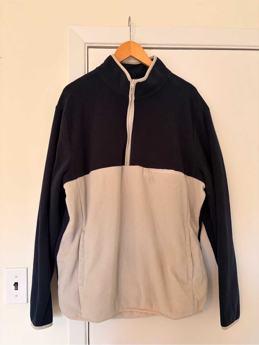 Goodfellow & Co Two-Tone Quarter-Zip Fleece Pullover - Navy & Cream